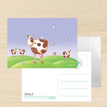 Carte Postale + enveloppe « Vache »