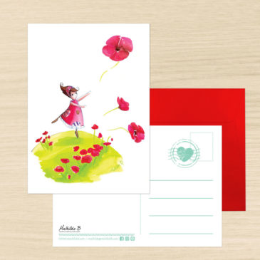 Carte Postale + enveloppe « Coquelicot »