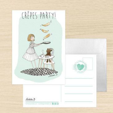 carte postale crêpe party illustration mathilde B