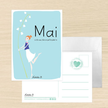 Carte postale dicton du mos de Mai illustration Mathilde B