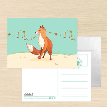 Carte postale renard illustration Mathilde B