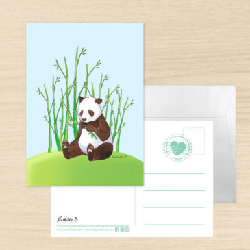 Carte postale Panda. Illustration Mathilde B