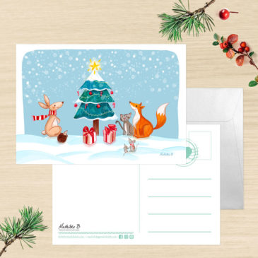 Carte de Voeux + enveloppe « Sapin de Noël »